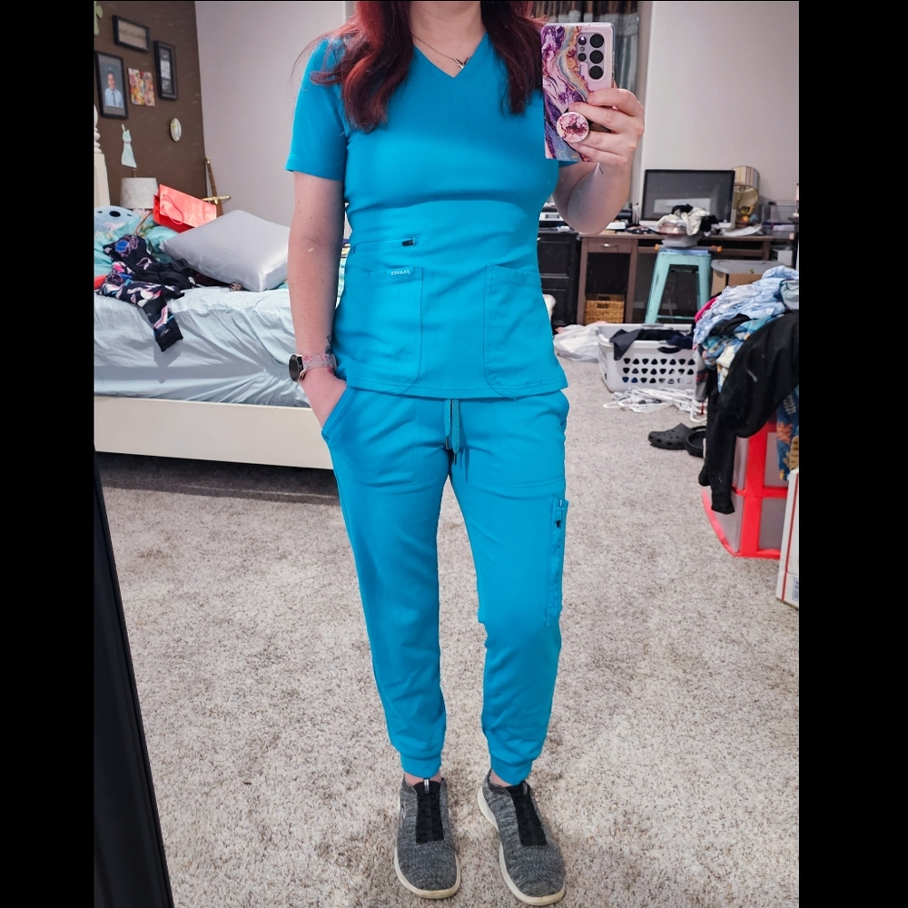 Jaanuu Teal Jogger Scrub and Top Set